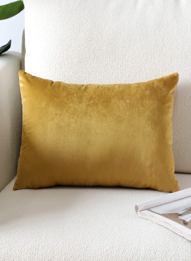 Artscope Luxury Velvet Pillow Covers Super Soft Decorative Square Throw Pillow Covers Case Cushion Covers for Sofa Couch Bedroom Car Decor 12x20 Inch Gold - Image 1