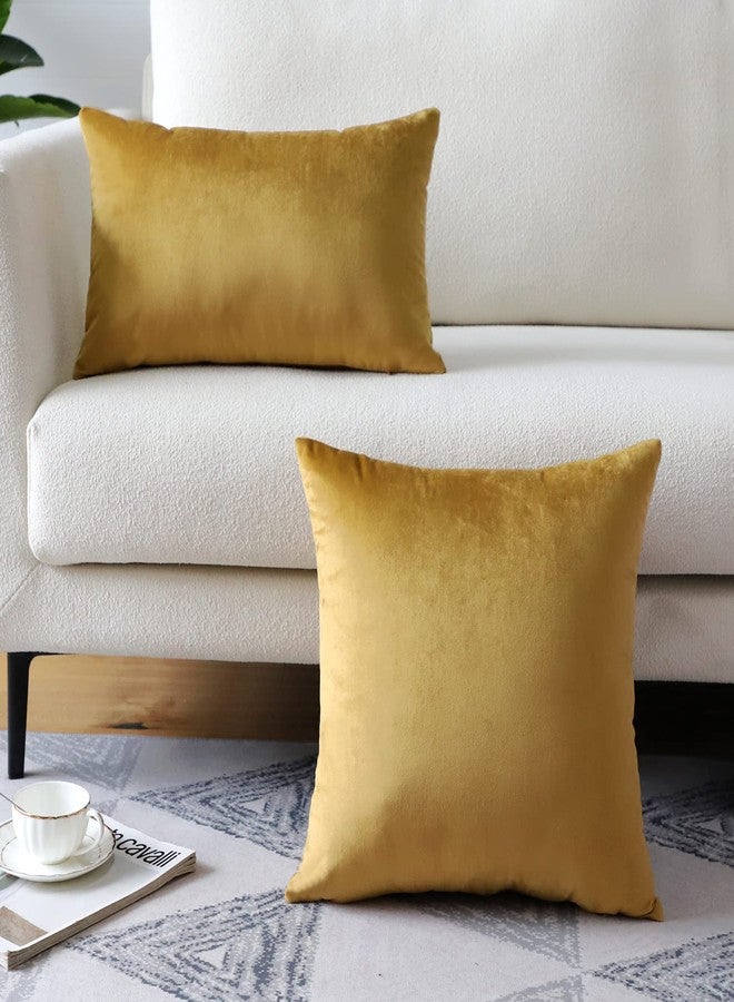 Artscope Luxury Velvet Pillow Covers Super Soft Decorative Square Throw Pillow Covers Case Cushion Covers for Sofa Couch Bedroom Car Decor 12x20 Inch Gold - Image 3