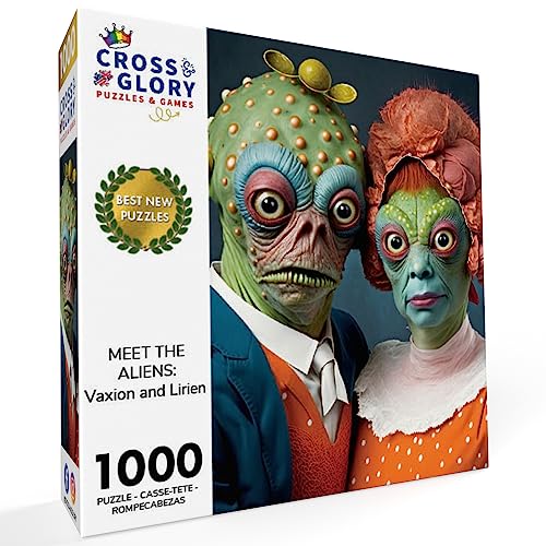 Cross & Glory 1000 Piece Jigsaw Puzzle for Adults Cross Glory Meet The Aliens Series Collectible SciFi Illustration Vaxion and Lirien Multicolored - Image 5