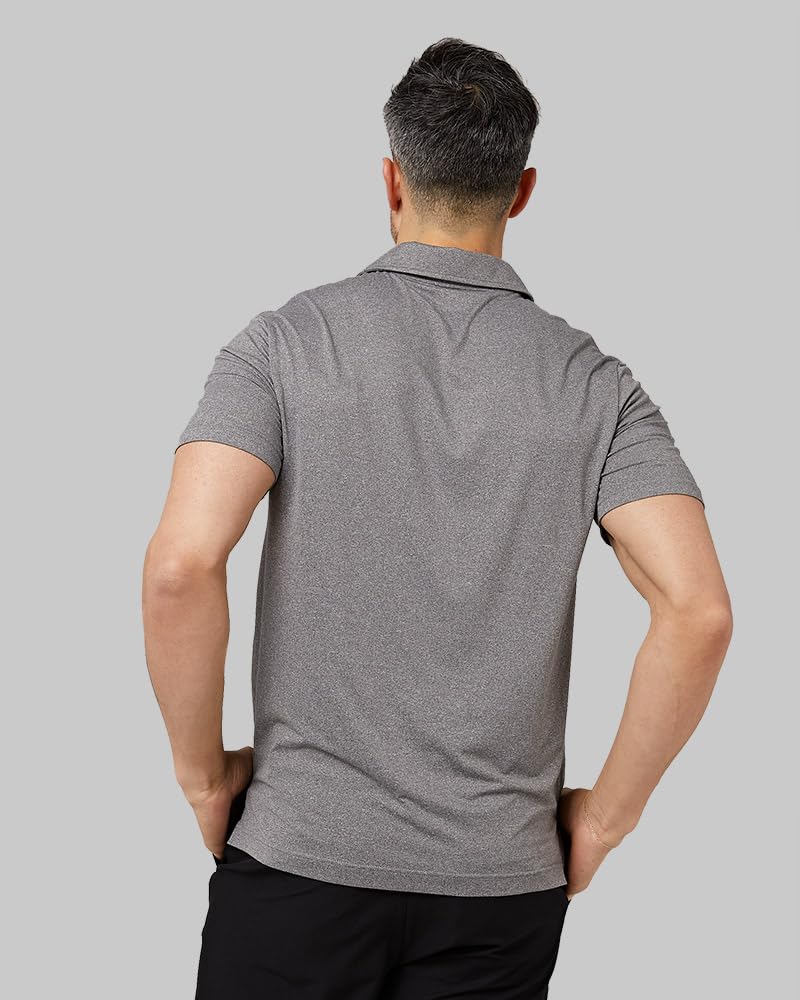 32 Degrees Men's Cool Classic Polo| Slim Fit | Moisture Wicking | 4-Way Stretch |Golf | Tennis, Grey Heather, Medium - Image 3