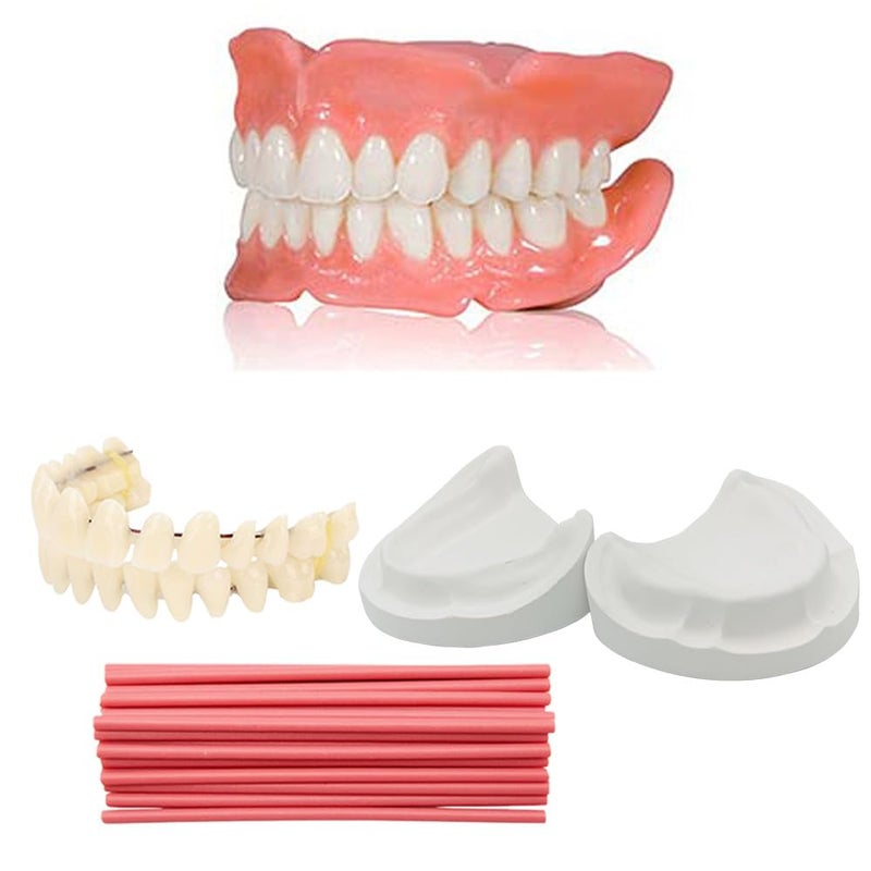 Brige Top and Bottom DIY Denture Fake Teeth set - Do it Yourself Full or Partial Denture at Home, Repair Missing Teeth - Image 1