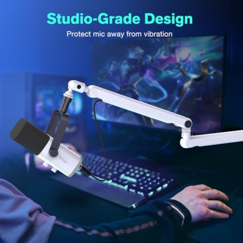 Low Profile Mic Boom Arm for Podcast Recording and Streaming with Desk Mount Cable Management Channels Adjustable Metal Microphone Stand Ideal for Gaming Home Office and Studio Use - Image 3