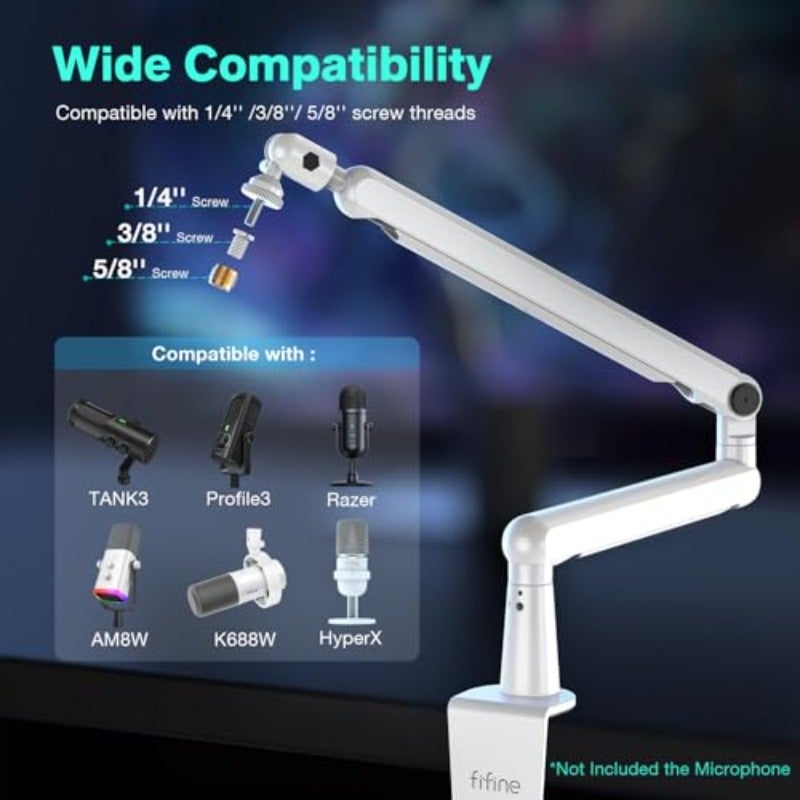 Low Profile Mic Boom Arm for Podcast Recording and Streaming with Desk Mount Cable Management Channels Adjustable Metal Microphone Stand Ideal for Gaming Home Office and Studio Use - Image 4