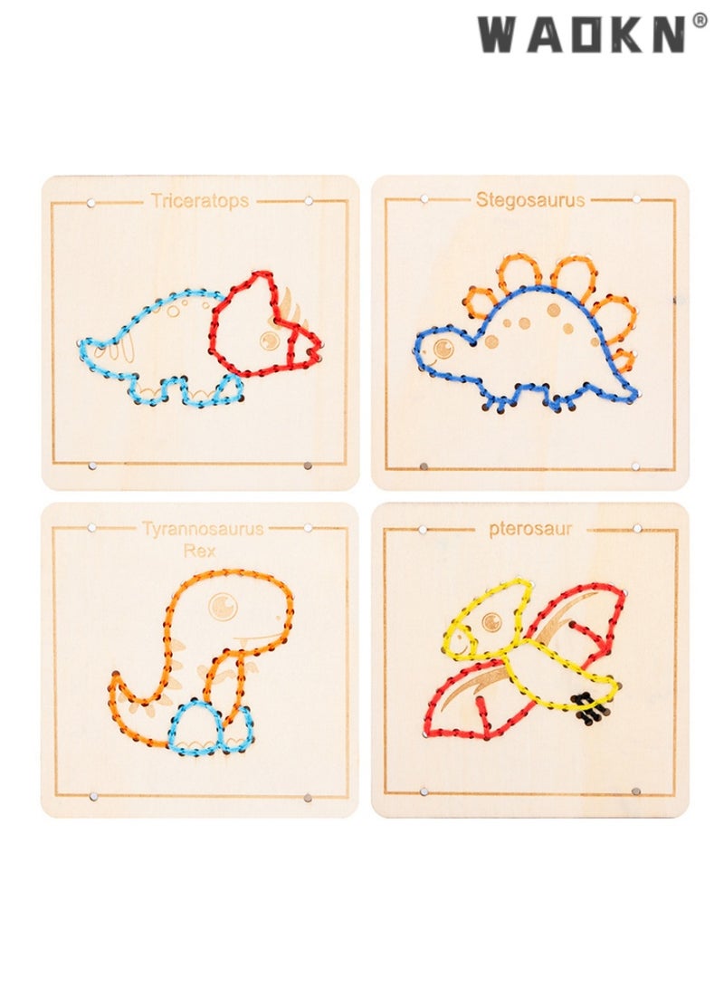WAOKN Dinosaur Threading Game for Ages 3-6, Early Education Wooden Toy,Wooden Lacing Dinosaur Puzzle Toy, Ideal Gift for Cognitive Development, Enhances Fine Motor Skills and Hand-Eye Coordination  - Image 4