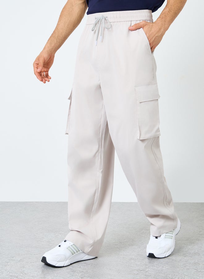 Styli Woven Oversized Fit Open Hem Cargo Joggers - Image 2