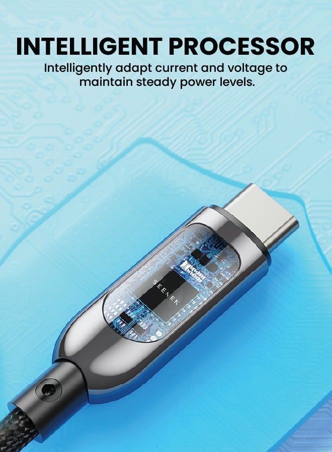 SEEKEN 100W 1.2 M C TO C Charging Cables - Black | Fast Charging | Campatible with Iphone and Samsung | Braided Cable | Anti Bending | Premium Design | High-Quality. - Image 2