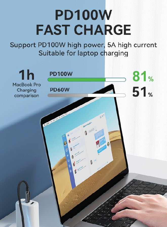 SEEKEN 100W 1.2 M C TO C Charging Cables - Black | Fast Charging | Campatible with Iphone and Samsung | Braided Cable | Anti Bending | Premium Design | High-Quality. - Image 4