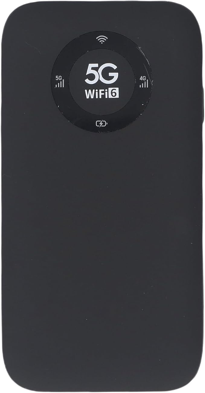 جهاز راوتر سفر لاسلكي محمول 5G أسود مع فتحة لبطاقة SIM - Image 1