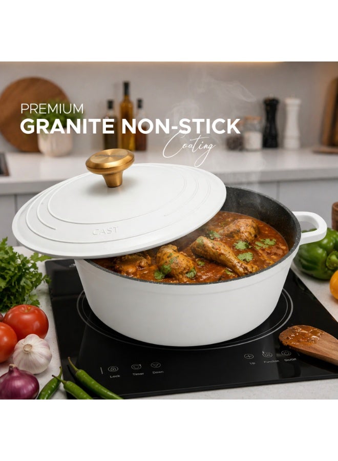 HausRoland 11-Piece Non-Stick Haus Roland  Cookware Set with Lids – Granite Coated Die-Cast Aluminum Casserole Pots & Fry Pan, Heat-Resistant Handles, Induction & Gas Compatible, White - Image 3
