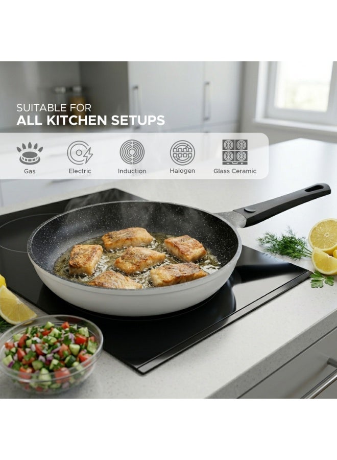 HausRoland 11-Piece Non-Stick Haus Roland  Cookware Set with Lids – Granite Coated Die-Cast Aluminum Casserole Pots & Fry Pan, Heat-Resistant Handles, Induction & Gas Compatible, White - Image 5
