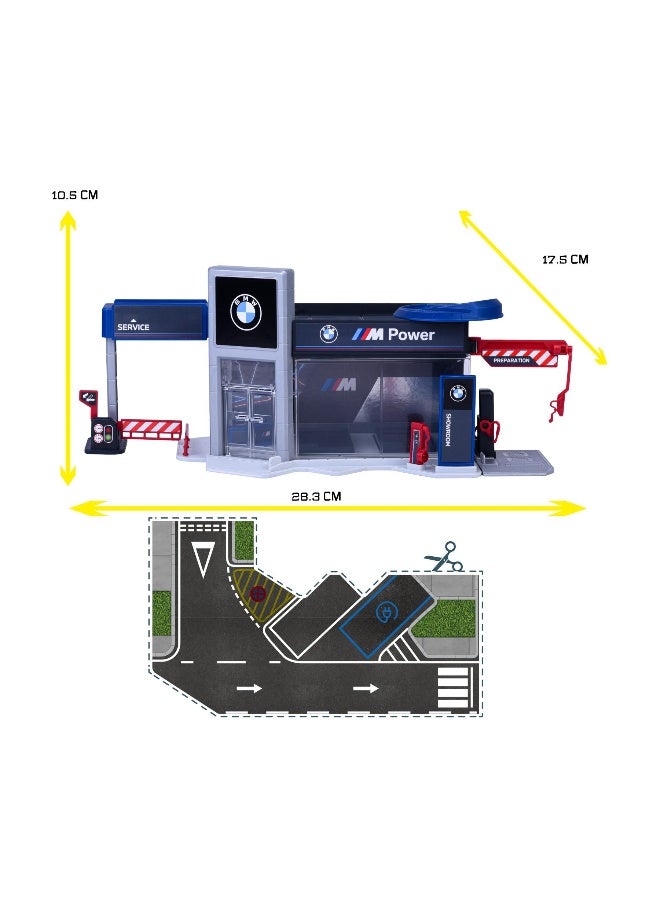 Majorette BMW Showroom Set with BMW M3 Die-cast Car (1:64, Yellow/Blue/Grey) - Image 3