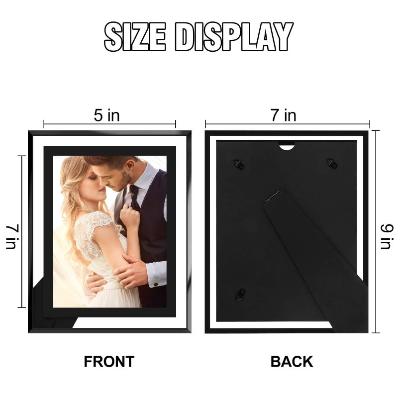 Hikwadery 5X7 Picture Frames Black - Set Of 2  Hd Real Glass 5 By 7 Photo Frame Great Gift  For Tabletop Or Wall Display (5 X 7  Black) - Image 5