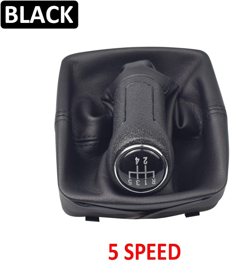 Black Leather Gear Shift Lever Knob 5 Speed Shifter Gaitor Boot For VW Polo 9N 9N2 2002 2009 - Image 3