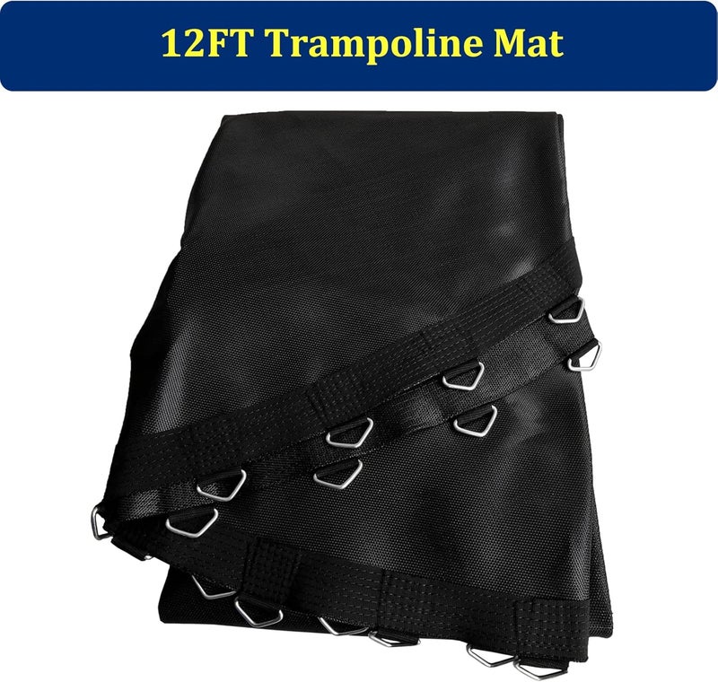 Bzzter Trampoline Mat 12ft, Fit 12 Foot Diameter Trampoline Frame, Replacement Mat with 10 Rows of Stitching, Pull Hook and Gloves - Image 2