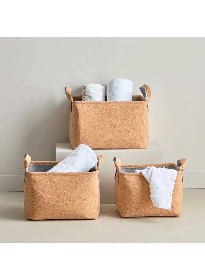 Home Box Eden 3-Piece Felt Cork Basket Set 43 x 28 x 31 cm