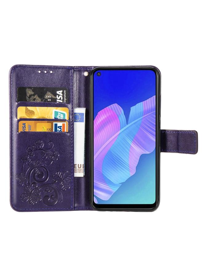 Zaboon Case For Huawei P40 lite E/Y7P Four-leaf Clasp Embossed Buckle Mobile Phone Protection Leather Case with Lanyard & Card Slot & Wallet & Bracket Function - Image 3