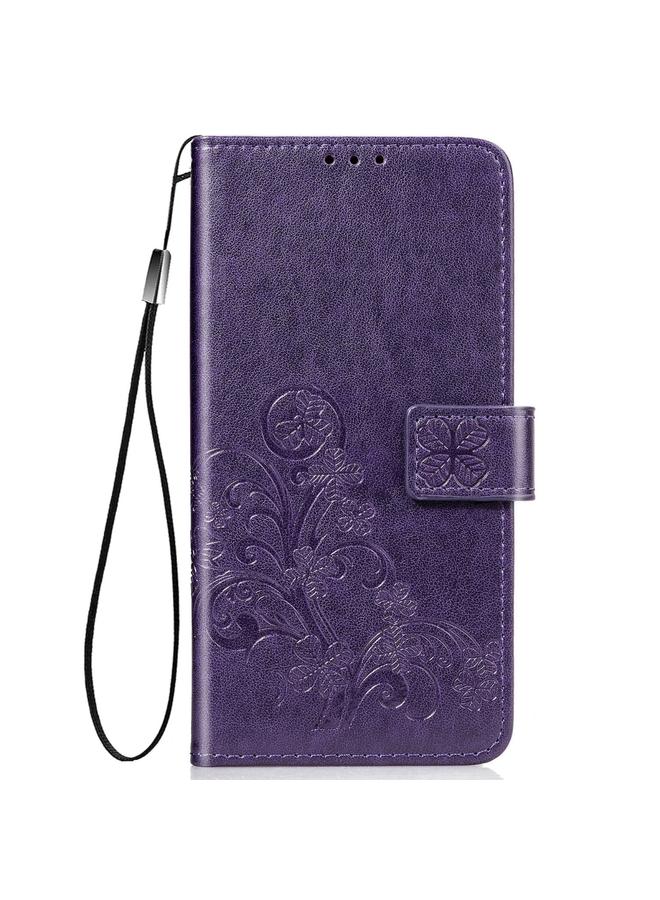 Zaboon Case For Huawei P40 lite E/Y7P Four-leaf Clasp Embossed Buckle Mobile Phone Protection Leather Case with Lanyard & Card Slot & Wallet & Bracket Function - Image 1