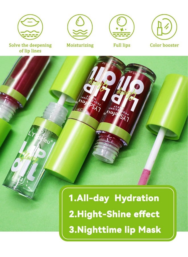 LYSdefeu 4 Colors Lip Oil Lip Glazehydrating Tinted Plumping Lip Glossfat Lip Oil Dripbig Brush Head Clear Pink Shiny Glow Reviver Lip Care Oillong Lasting Nonsticky Transparent Lip Oilmakeup Giftseta - Image 3