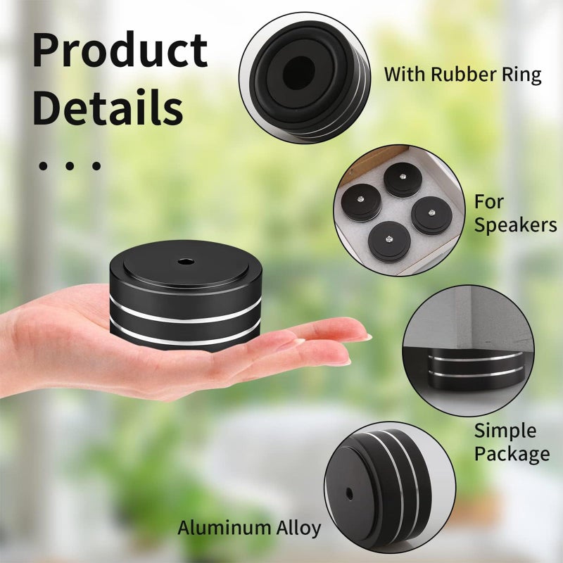 4Pcs Speaker Isolation Pads Isolation Feet Turntable Feet 1.5 * 0.7 with Non-Slip Rubber Ring/3M Adhesives/M4 Screw for Speakers Subwoofers Amplifier Turntable - Image 2