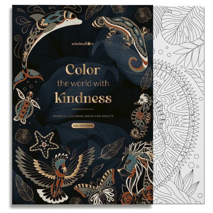 Mindmellow Coloring Books for Adults Relaxation by Mindmellow – Stress Relief Coloring Book for Adults & Teens - Calming Designs to Inspire Creativity and Mindfulness - Coloring Books for Teens (XXL) - Image 1