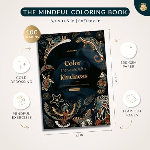 Mindmellow Coloring Books for Adults Relaxation by Mindmellow – Stress Relief Coloring Book for Adults & Teens - Calming Designs to Inspire Creativity and Mindfulness - Coloring Books for Teens (XXL) - Image 3