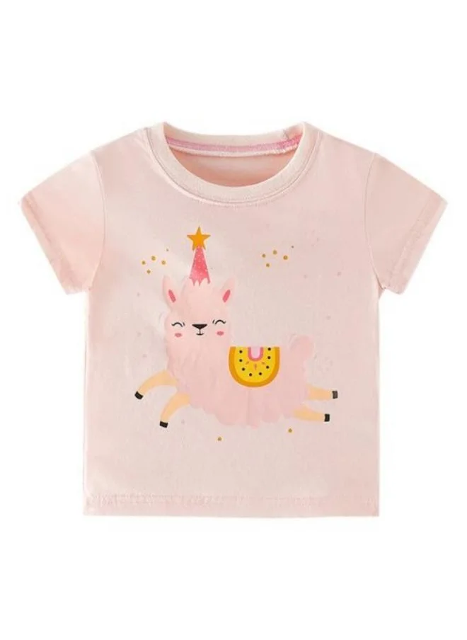 يونيكي Pink Printed Short Sleeve Crew Neck T-Shirt