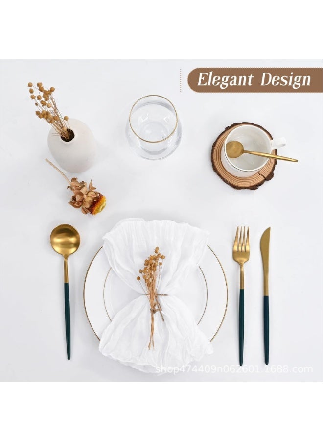 6-Piece Cloth Napkins,20 x 20 Inch Gauze Napkin Vintage Boho Cheesecloth Napkin Bulk For Party,Wedding,Reception,Bridal Shower Table Decorations