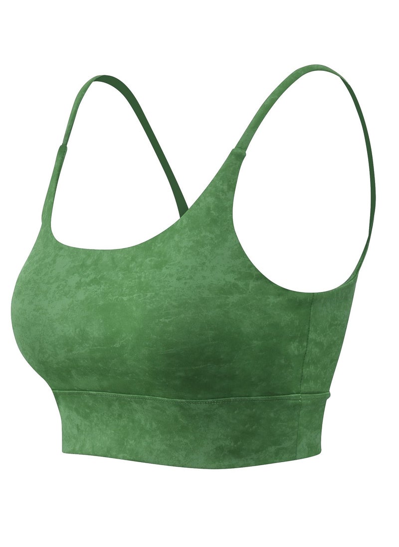 Loquat Women Quick Dry Breathable Elastic Sports Bra Green  - Image 1