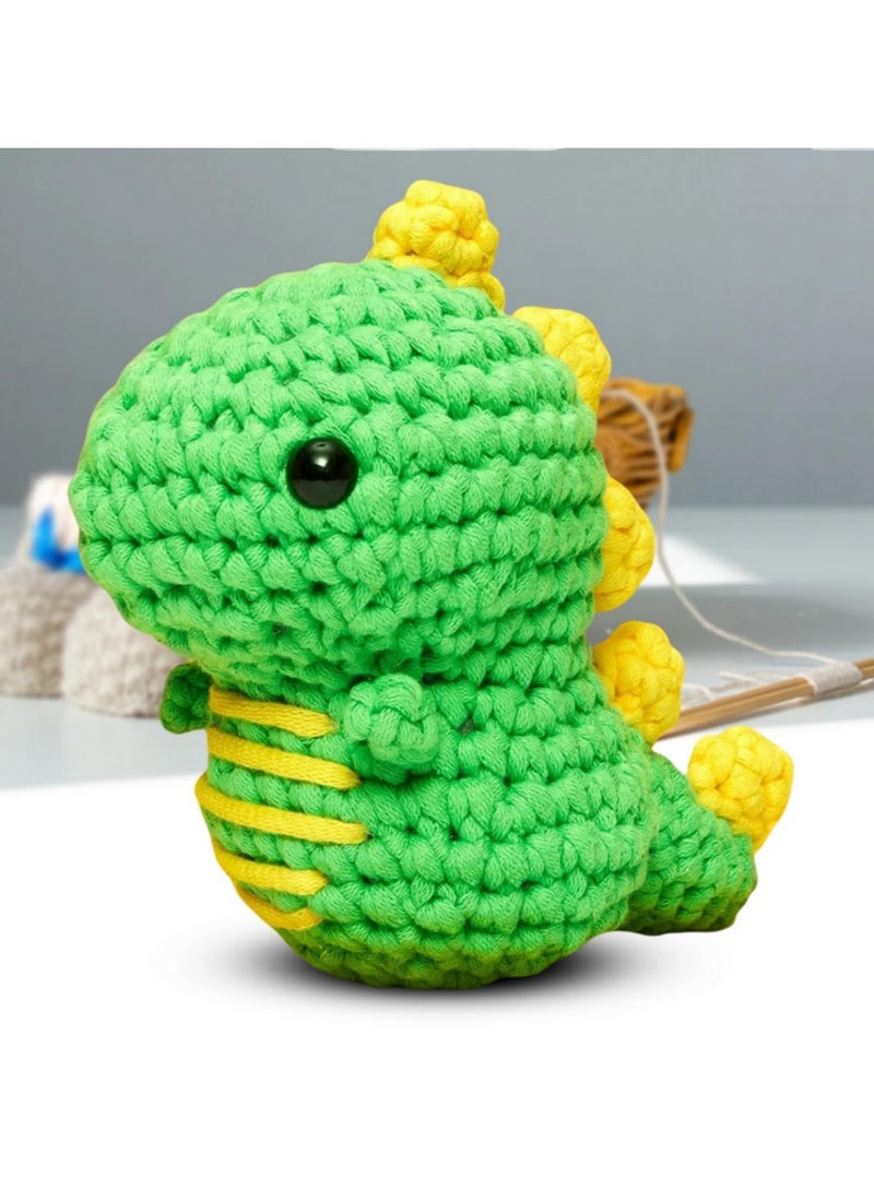 مجموعة مبتدئين للأطفال في الكروشيه: خيوط غزل قطنية، إبر حياكة، خطاف كروشيه، أدوات حياكة، مجموعة أعمال يدوية لصنع حيوانات للمبتدئين (ديناصور، وحيد قرن، باندا، فيل)، نشاط تعليمي إبداعي ممتع، هدية - Image 2