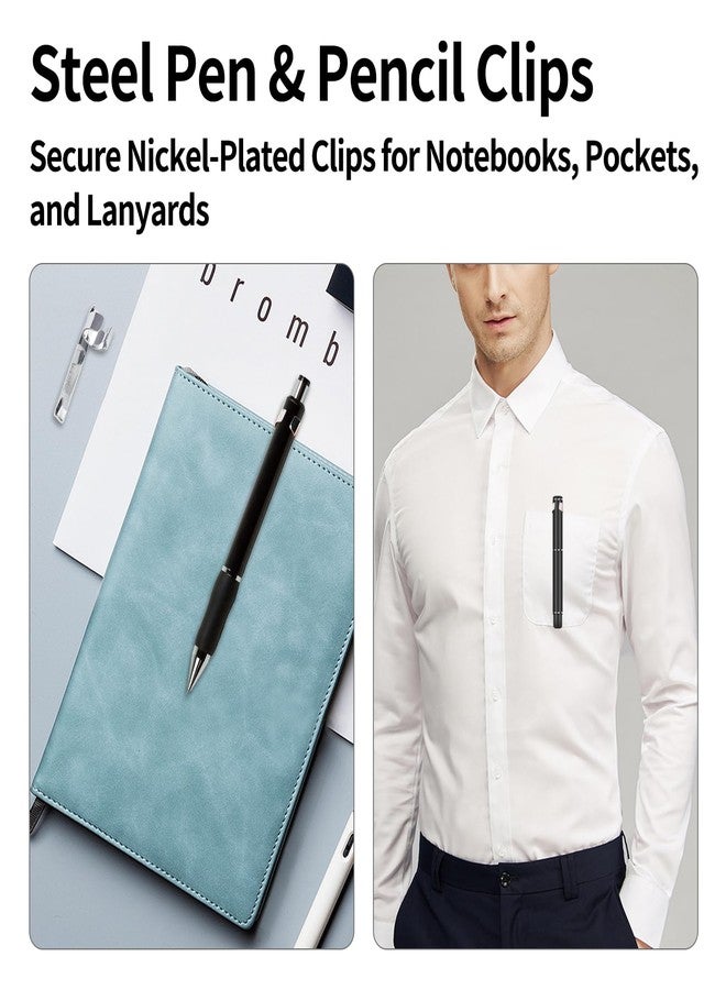 ZGGAZCA 20 Pack Pencil Clips for Shirt Pocket Mechanical Pen Clip Holders with Space for Notebook Steel Toppers Secure Metal Pocket Clips for Writing Tools and Accessories - Image 2