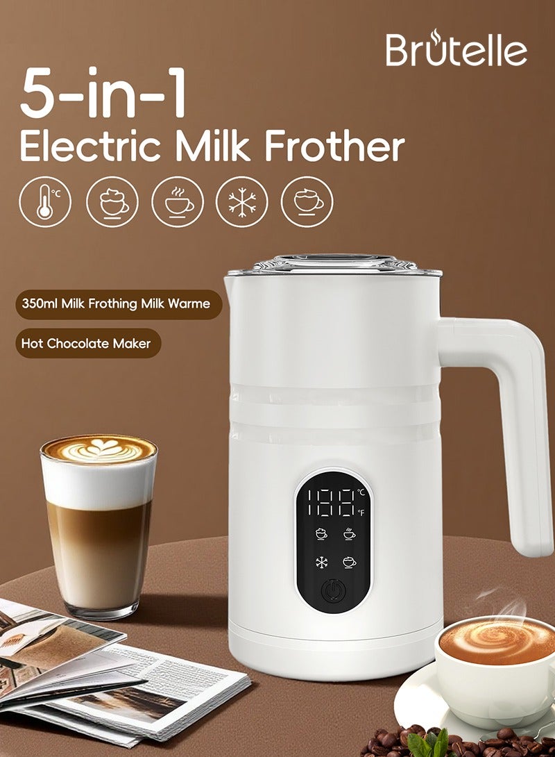 Brutelle خلاط حليب كهربائي بخار صانع رغوة الحليب 5 في 1 صانع رغوة الحليب متعدد الوظائف 400 واط دافئ تلقائي هادئ للحليب لاتيه كابتشينو شوكولاتة ساخنة - Image 1