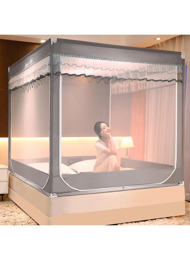 Bluejw Summer Three-door Children's Anti-fall Sitting Bed Mosquito Net Student Dormitory Home Mother And Child Bracket Zipper Mosquito Net Wholesale - Image 4