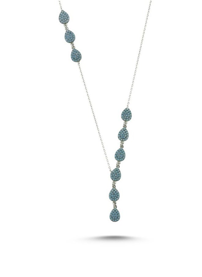 EMNON 925 Sterling Silver Jewelry Rhodium Plated Nano Opal Stone Drop Y Necklace 100% Precious Metal Gift for Women- Emnon52NE 
