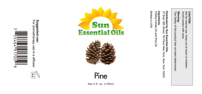 Sun Essential Oils: Pine Essential Oil 4 oz with Dropper for Diffuser, Skin, Aromatherapy Massage, Humidifier, Forest Pine Scented Oil for Candle, Lotion & Soap Making, Room Fragrance - Image 2