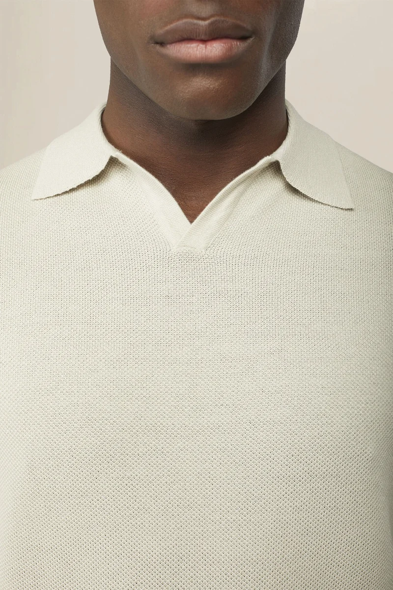 Doppelganger White Men's polo shirt in 100% cotton honeycomb knit with Derby collar - Ice for Men | Best Price UAE