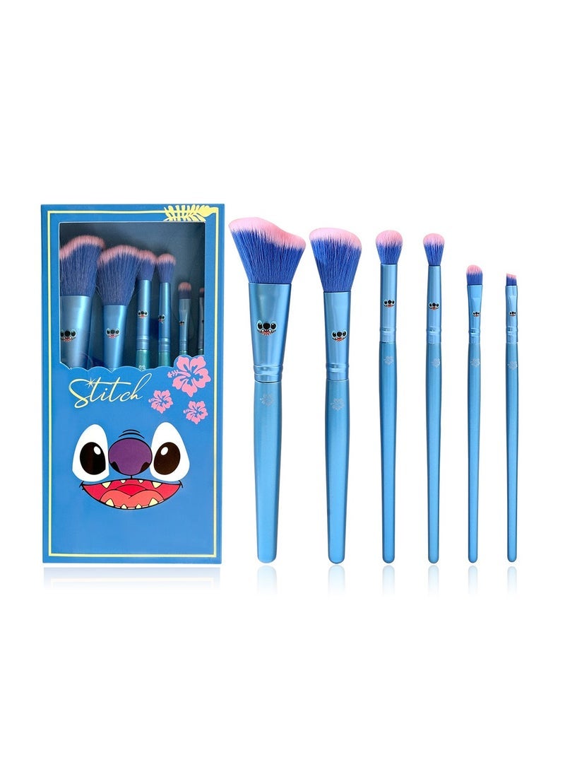 general Makeup Brush Set, Anime Stitch Makeup Brush Set Series, Stitch Items For Girls Women - 6 Piece Set - Image 1