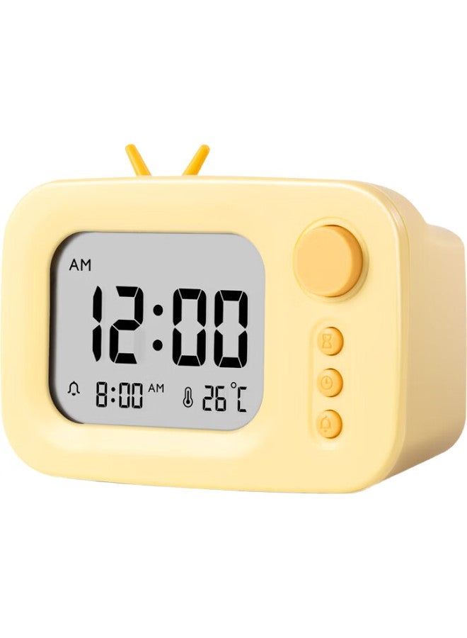 Deli Cute Tv Mini Alarm Clock, Countdown Timer Cartoon Smart Electronic Clock, Student-Specific, Yellow Le104 - Image 3