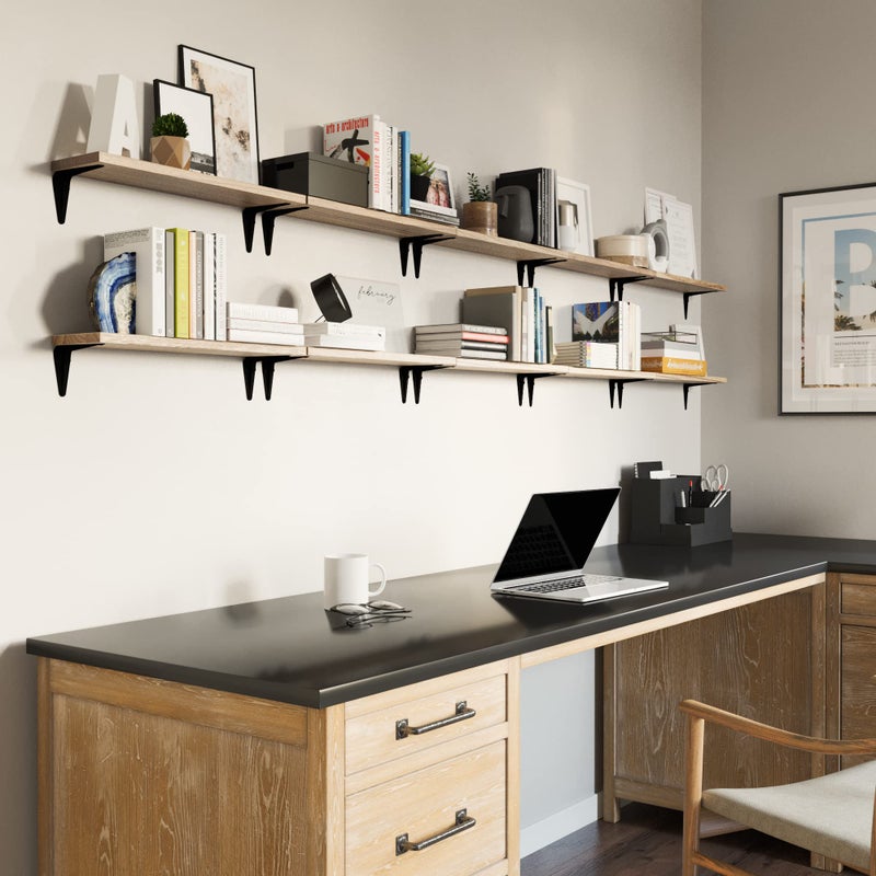 Wallniture رفوف عائمة من خشب وولنيتشر أراس للتخزين على الجدار، مجموعة صغيرة من 10 رفوف كتب، رفوف كتب معلقة لغرفة المعيشة، غرفة النوم، المكتب، تشطيب محترق - Image 3