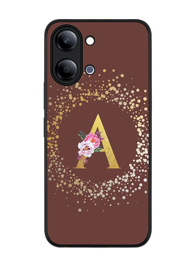 Stylizedd For vivo Y21 / Y11 Case,Slim fit Camera Protection, Shockproof Thin Phone cover  - Custom Monogram Floral - A  (Brown ) - Image 1