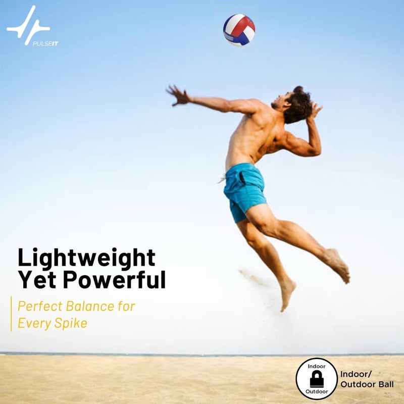 PulseITServeX Volleyball, Size 5, 18 Panels, Rubber Machine Stitched, Smooth Matt Surface, Latex Bladder, Standard Training Ball for Outdoor Surfaces, Ideal for Training Sessions (BWR) - Image 5