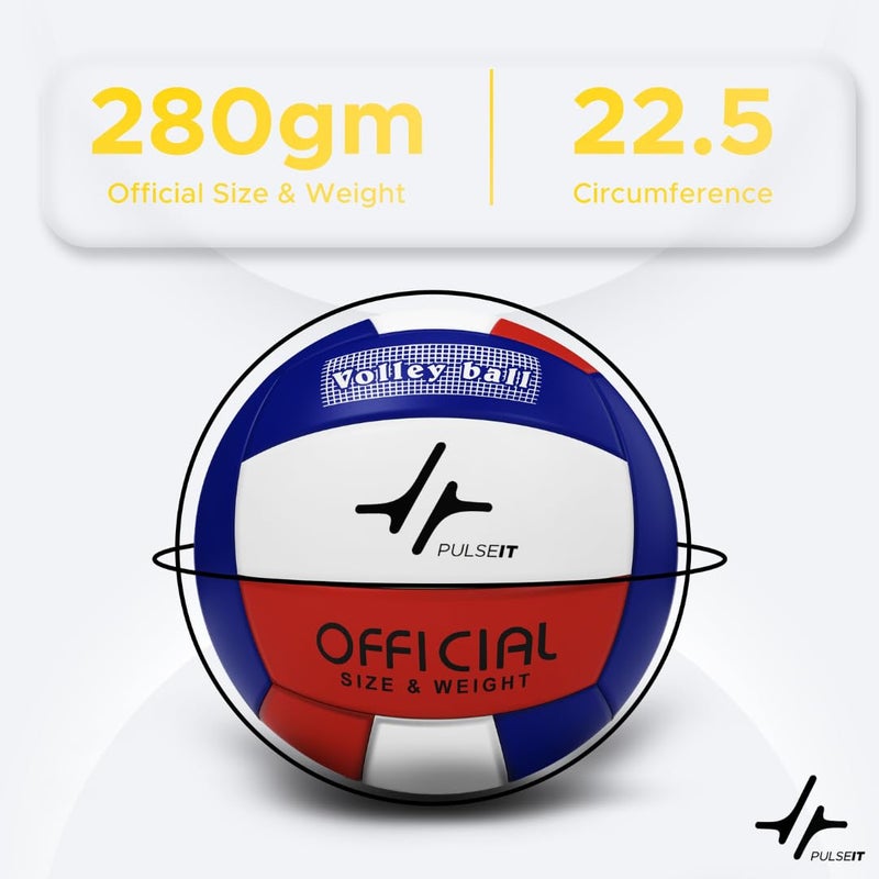 PulseITServeX Volleyball, Size 5, 18 Panels, Rubber Machine Stitched, Smooth Matt Surface, Latex Bladder, Standard Training Ball for Outdoor Surfaces, Ideal for Training Sessions (BWR) - Image 3