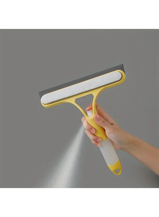 أصفر 3 في 1 ممسحة زجاج مع زجاجة رذاذ منظف نوافذ مزدوج الجوانب إسفنجة مسحة - Image 1