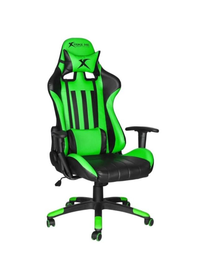 XTRIKE ME Gaming Chair Adjustable Computer Chair PC Office PU Leather High Back Lumbar Support comfortable armrest Headrest green and black On Wheels GC-905 BK - Image 1