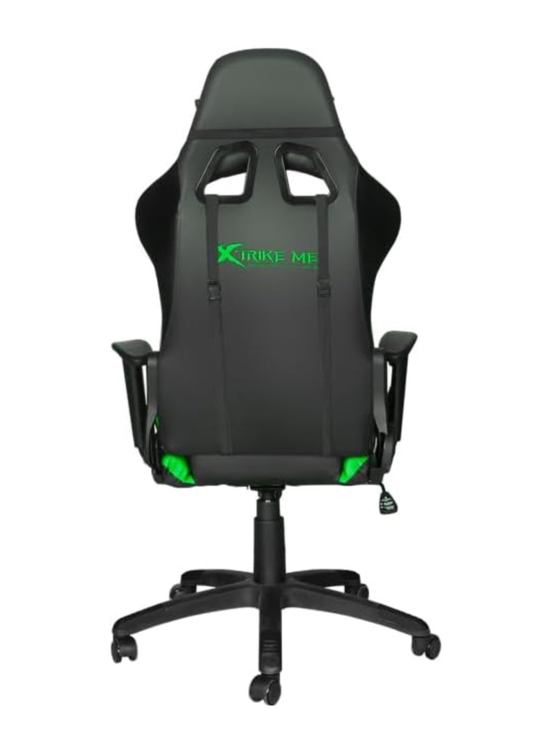 XTRIKE ME Gaming Chair Adjustable Computer Chair PC Office PU Leather High Back Lumbar Support comfortable armrest Headrest green and black On Wheels GC-905 BK - Image 3
