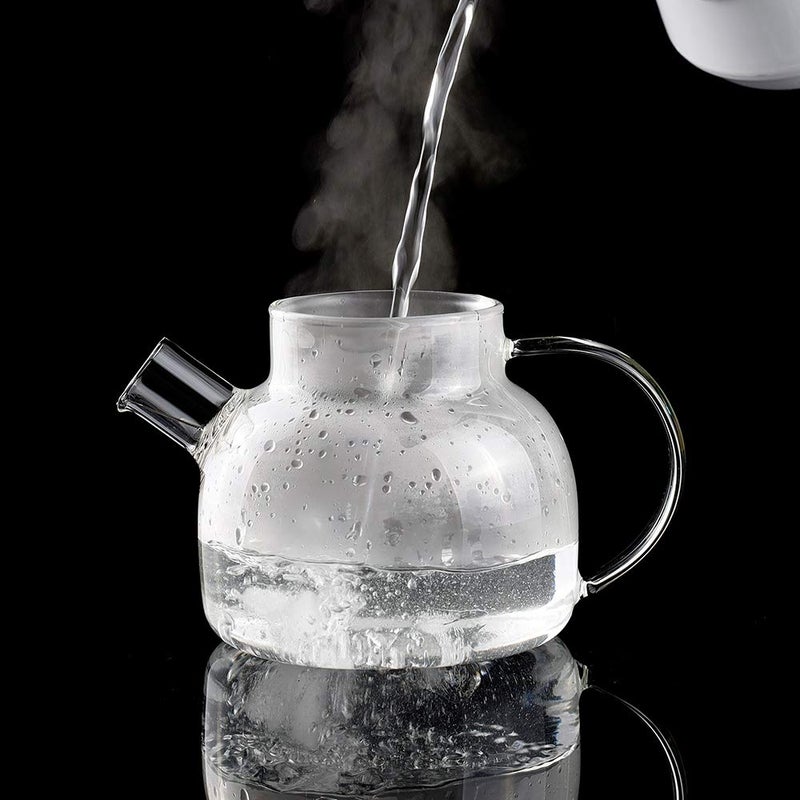 CnGlass Glass Teapot Stovetop Safe,20.3 oz Clear Tea pot with Removable Filter Spout,Loose Leaf and Blooming Tea Maker - Image 4