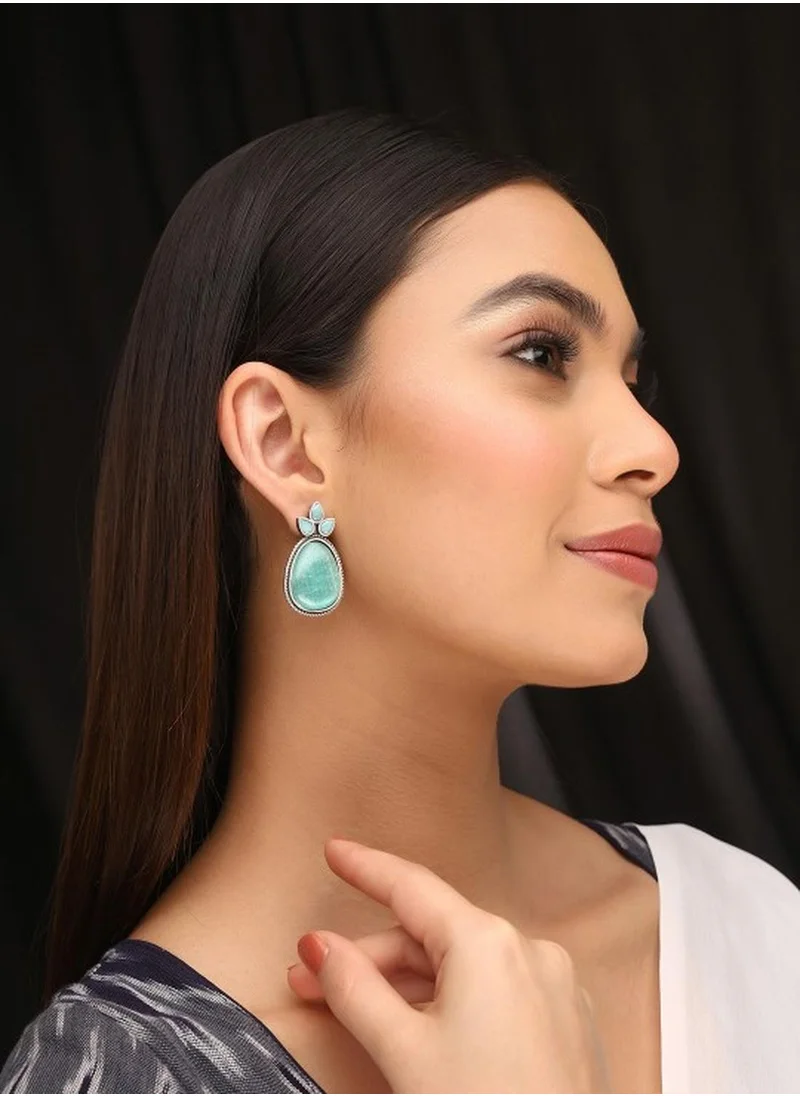 Priyaasi Artificial Stones Studded Floral Drop Earrings