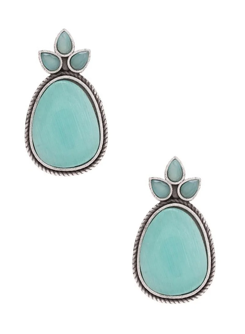 Priyaasi Artificial Stones Studded Floral Drop Earrings
