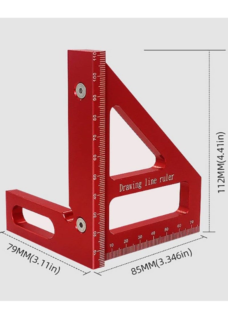 Bukela - 3D Multi-Angle Measuring Ruler,45/90 Degree Aluminum Alloy Woodworking Square Protractor,Drawing Line Ruler, Miter Triangle Ruler High Precision Layout Measuring Tool for Engineer Carpenter - Image 1