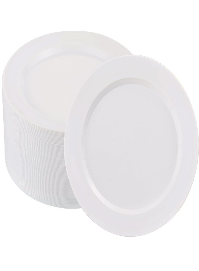 ISFANGCO 50 PCS White Plastic Plates for 50 Guests,10.25 inch Heavy Duty Disposable Plates for Wedding,Party,Birthday,Smooth Edge & Sturdy Dinner Plates - Image 1
