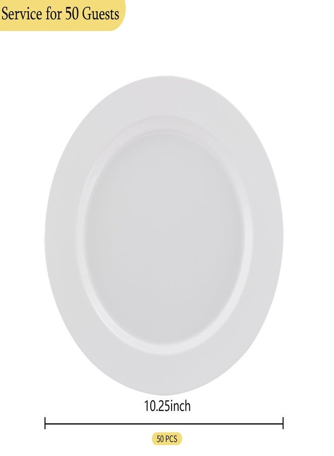 ISFANGCO 50 PCS White Plastic Plates for 50 Guests,10.25 inch Heavy Duty Disposable Plates for Wedding,Party,Birthday,Smooth Edge & Sturdy Dinner Plates - Image 2